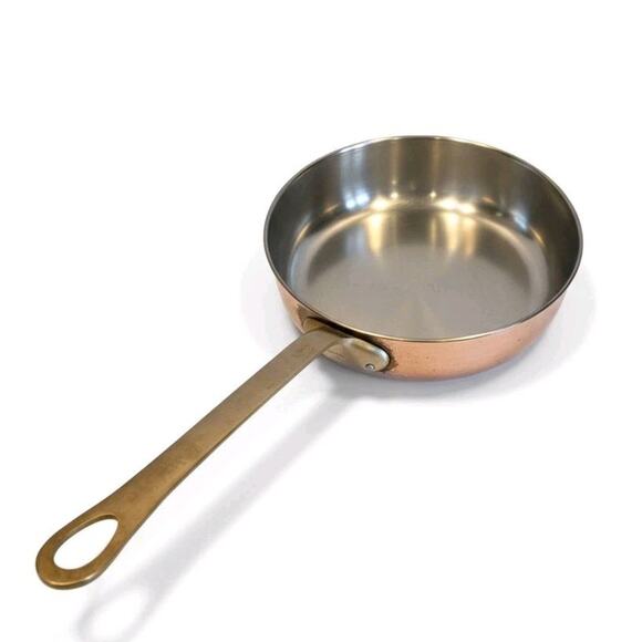 Tournus France Copper & Brass 9.75" x 2.75" Sauté/Sauce Pan 9" Handle EUC VTG - Picture 1 of 12